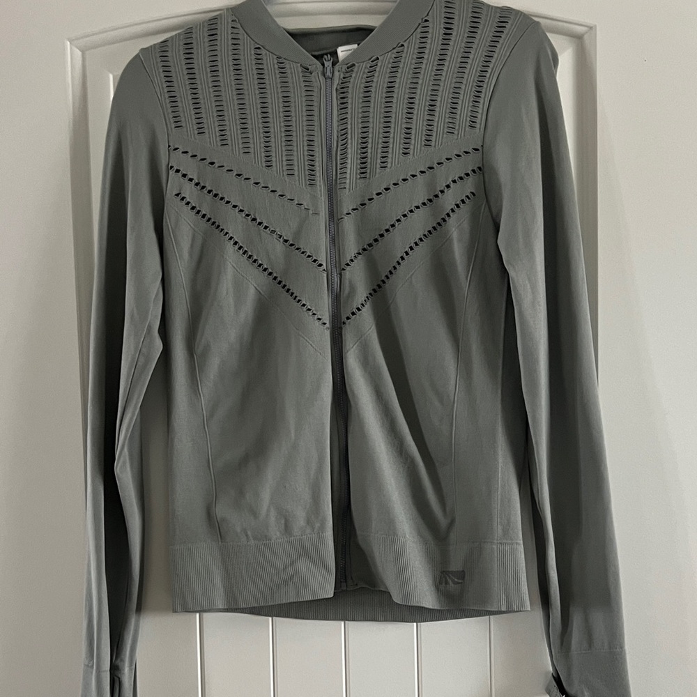 Marika Grey Perforated Bomber Jacket